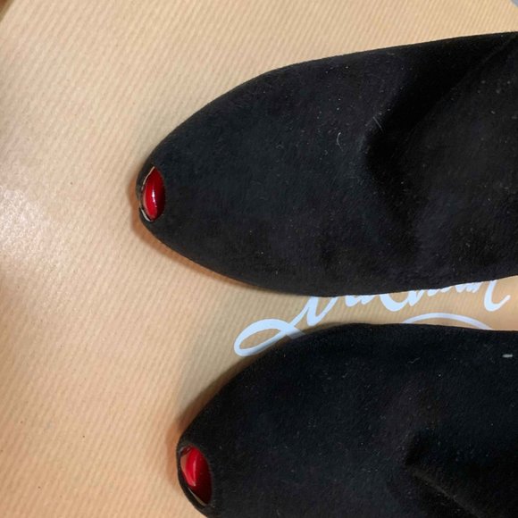 CHRISTIAN LOUBOUTIN 120 Booties With Micro Peep Toe Platform in Black Suede - Picture 6 of 7